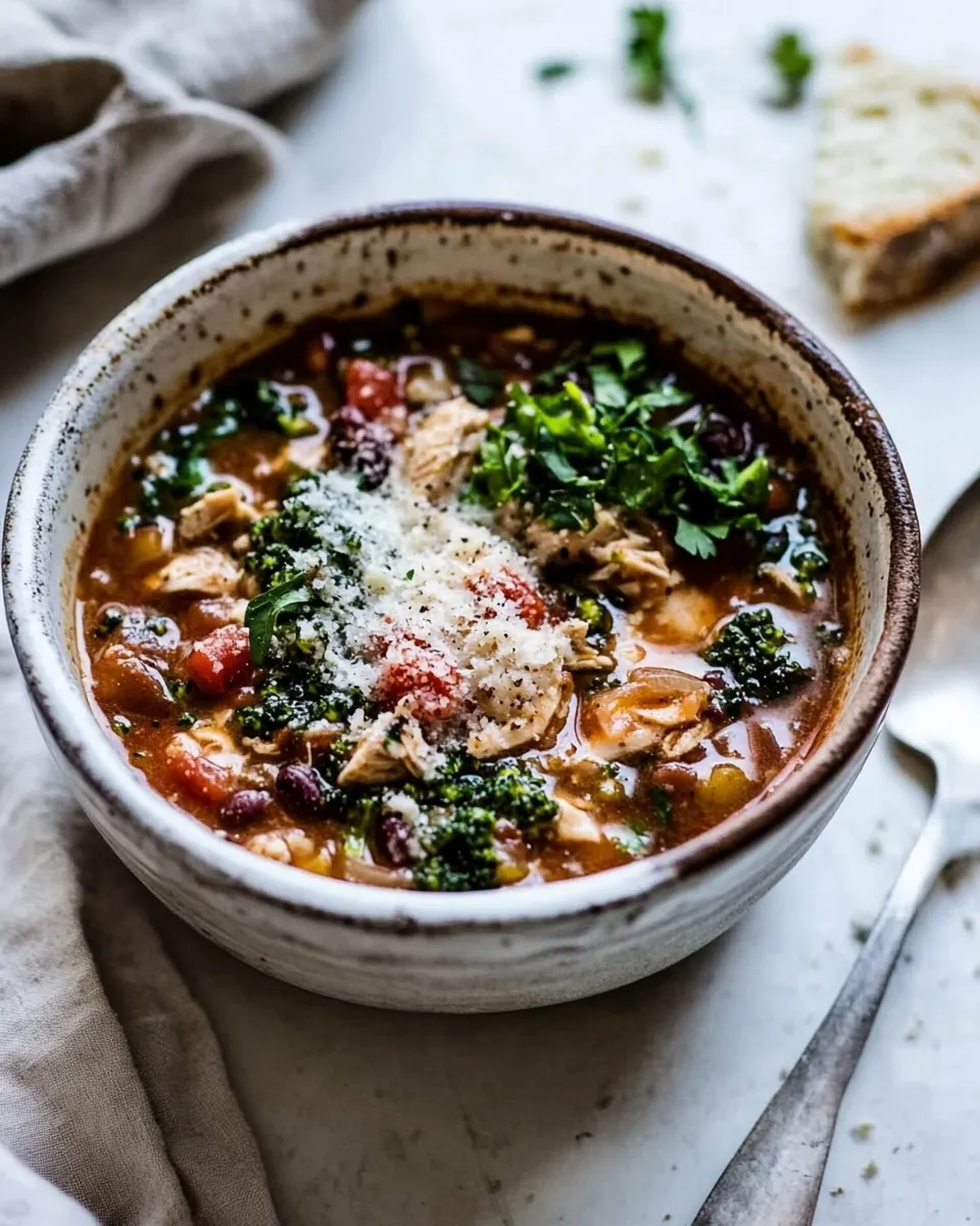 Delicious Crockpot Italian Chicken and Broccoli Rabe Chili. image