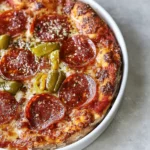 Homemade Detroit-Style Pepperoni and Pickled Pepper Pan Pizza photo