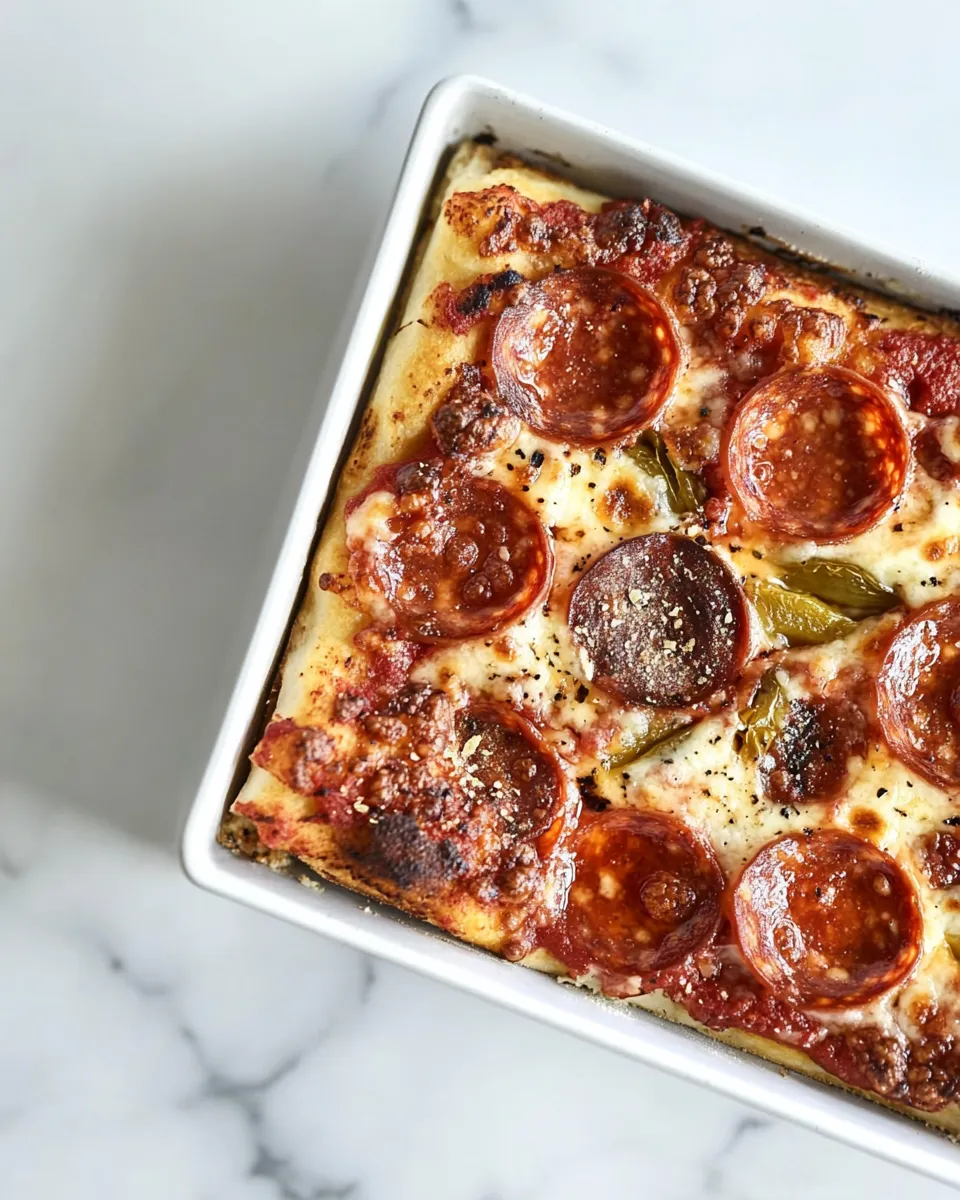 Classic Detroit-Style Pepperoni and Pickled Pepper Pan Pizza image