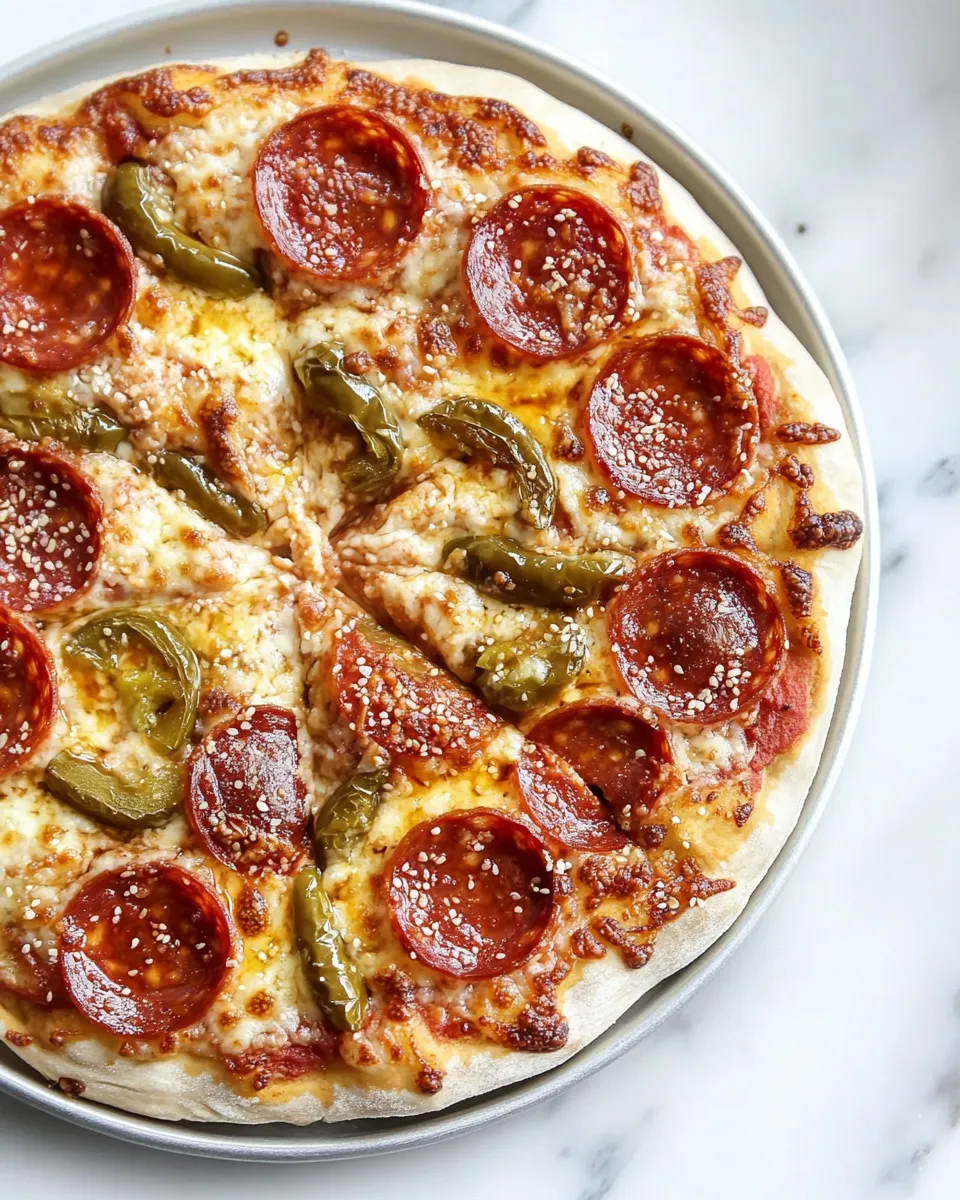 Easy Detroit-Style Pepperoni and Pickled Pepper Pan Pizza recipe image