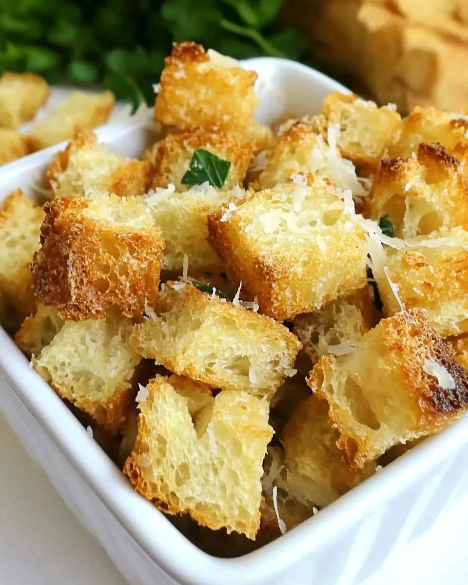 Delicious Easy Homemade Parmesan Garlic Croutons recipe image