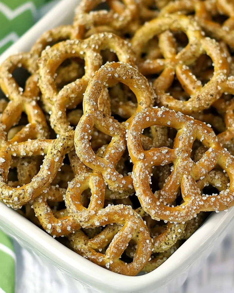 Quick Easy Ranch Seasoned Pretzels Recipe (1-Hour Snack Favorite) food shot