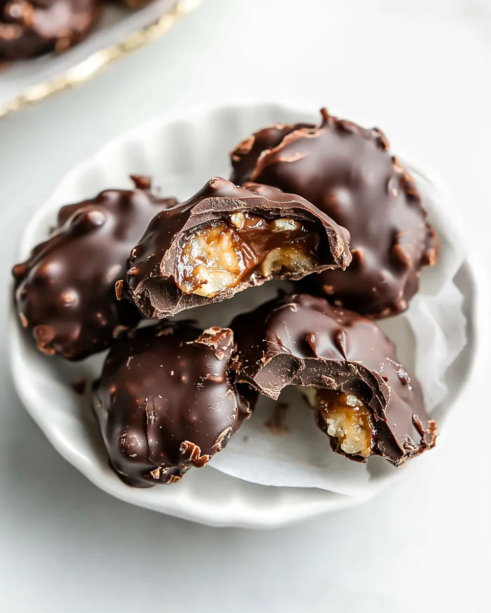 Sweet Homemade Chocolate Turtles food shot