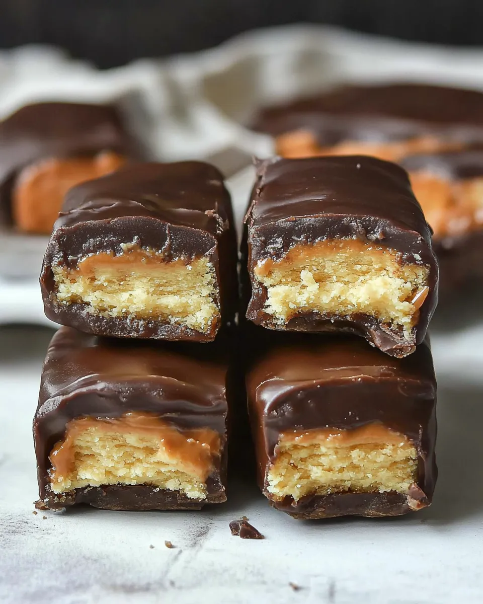 Classic Homemade Twix Bars food shot