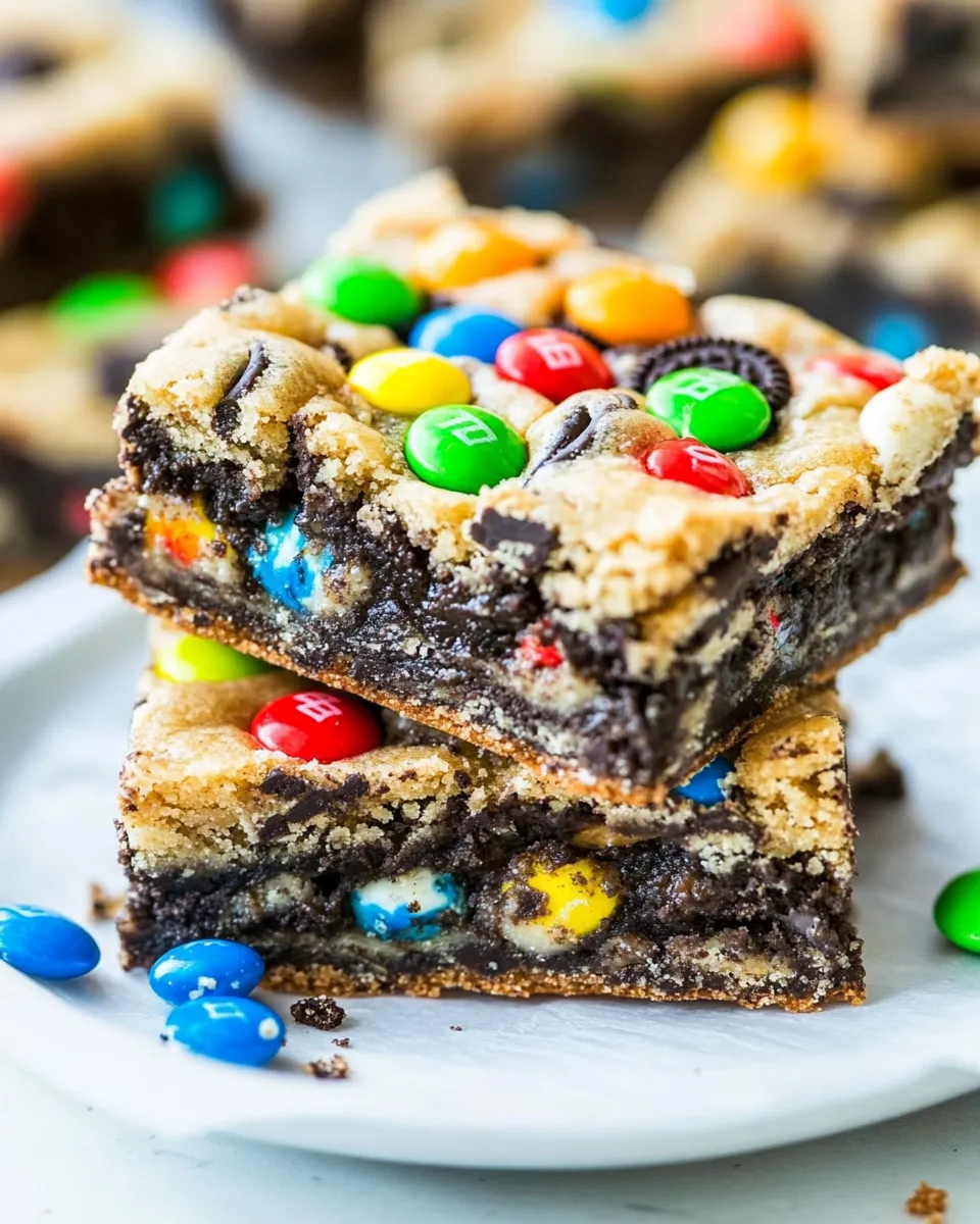 Homemade Loaded M&M Oreo Cookie Bars photo