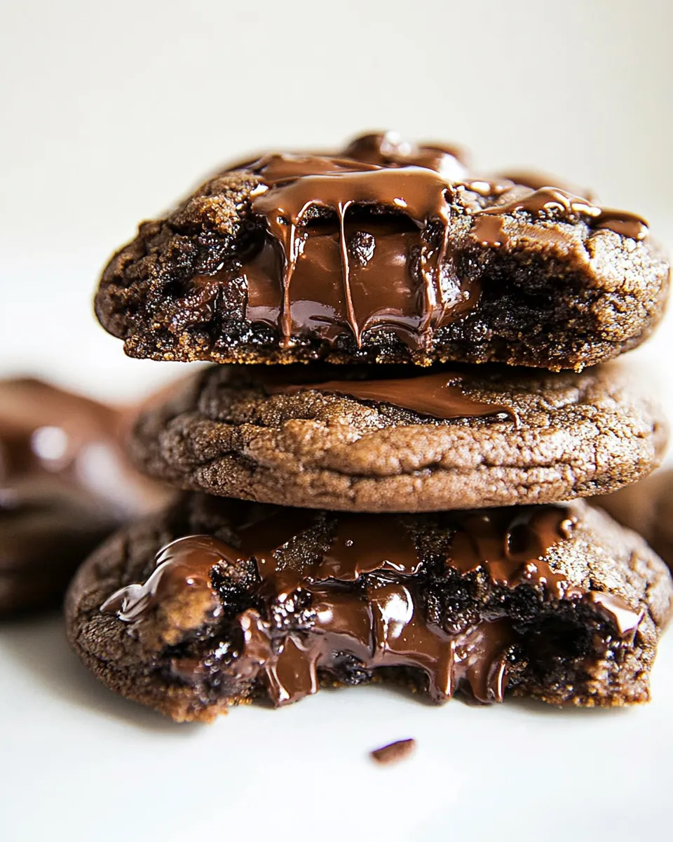 Delicious Nutella Stuffed Double Chocolate Cookies shot