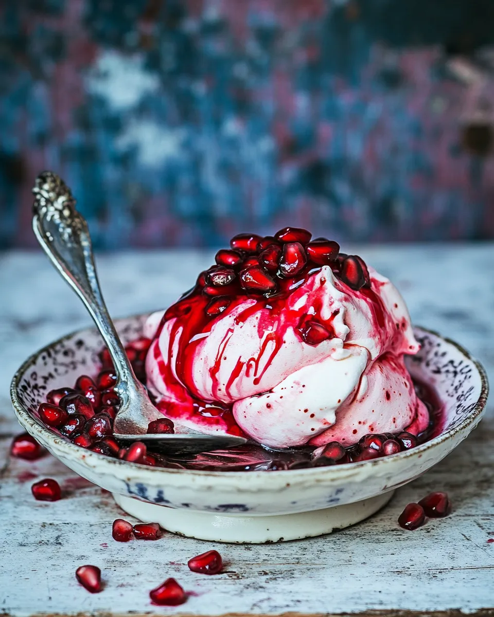 Easy Pink meringues with pomegranate syrup recipe photo