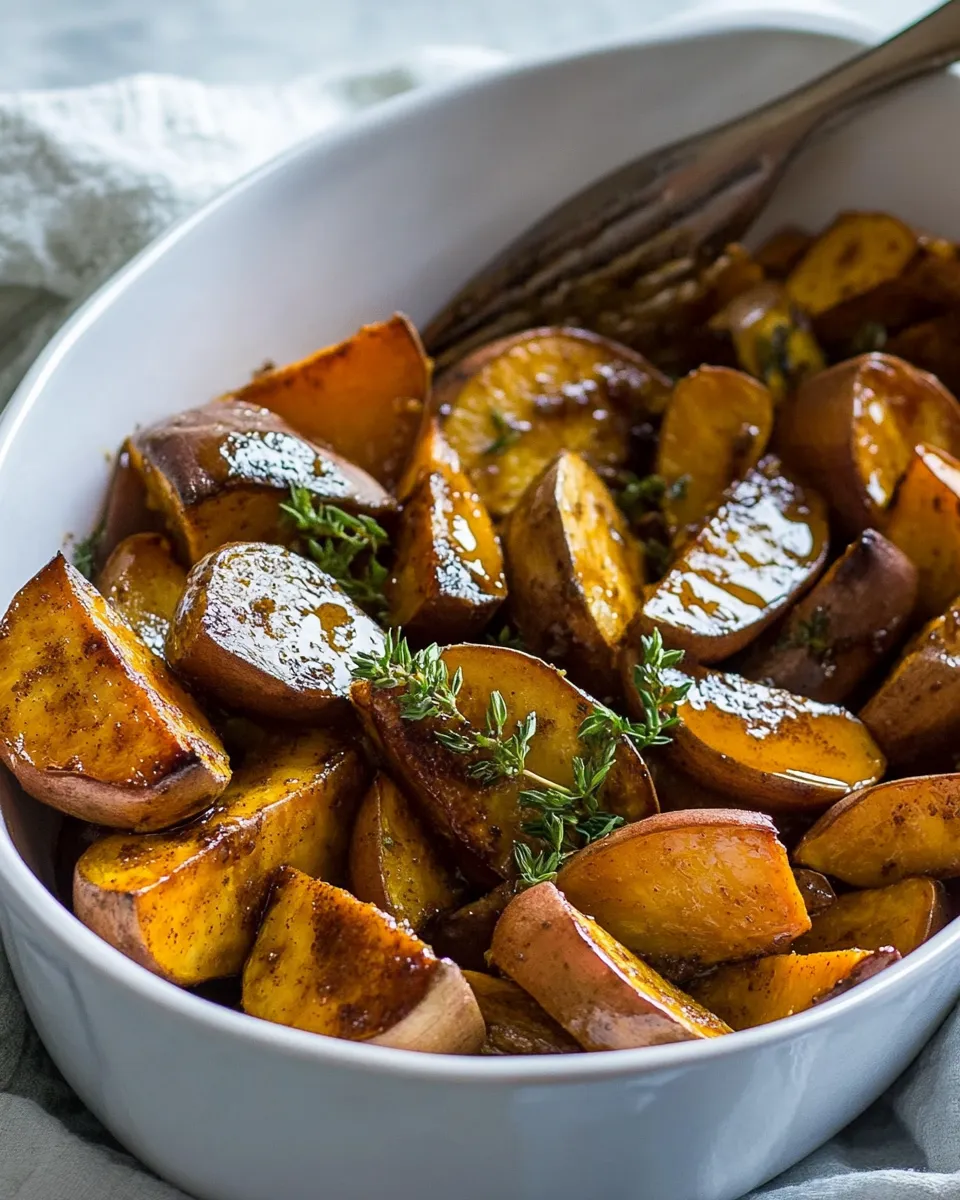 Homemade Roasted White Sweet Potatoes with Honey Cinnamon Glaze recipe photo