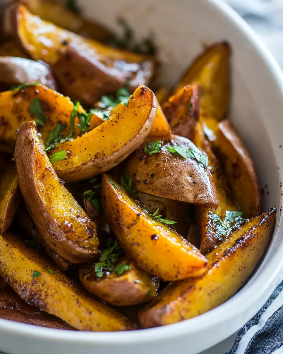 Classic Roasted White Sweet Potatoes with Honey Cinnamon Glaze image
