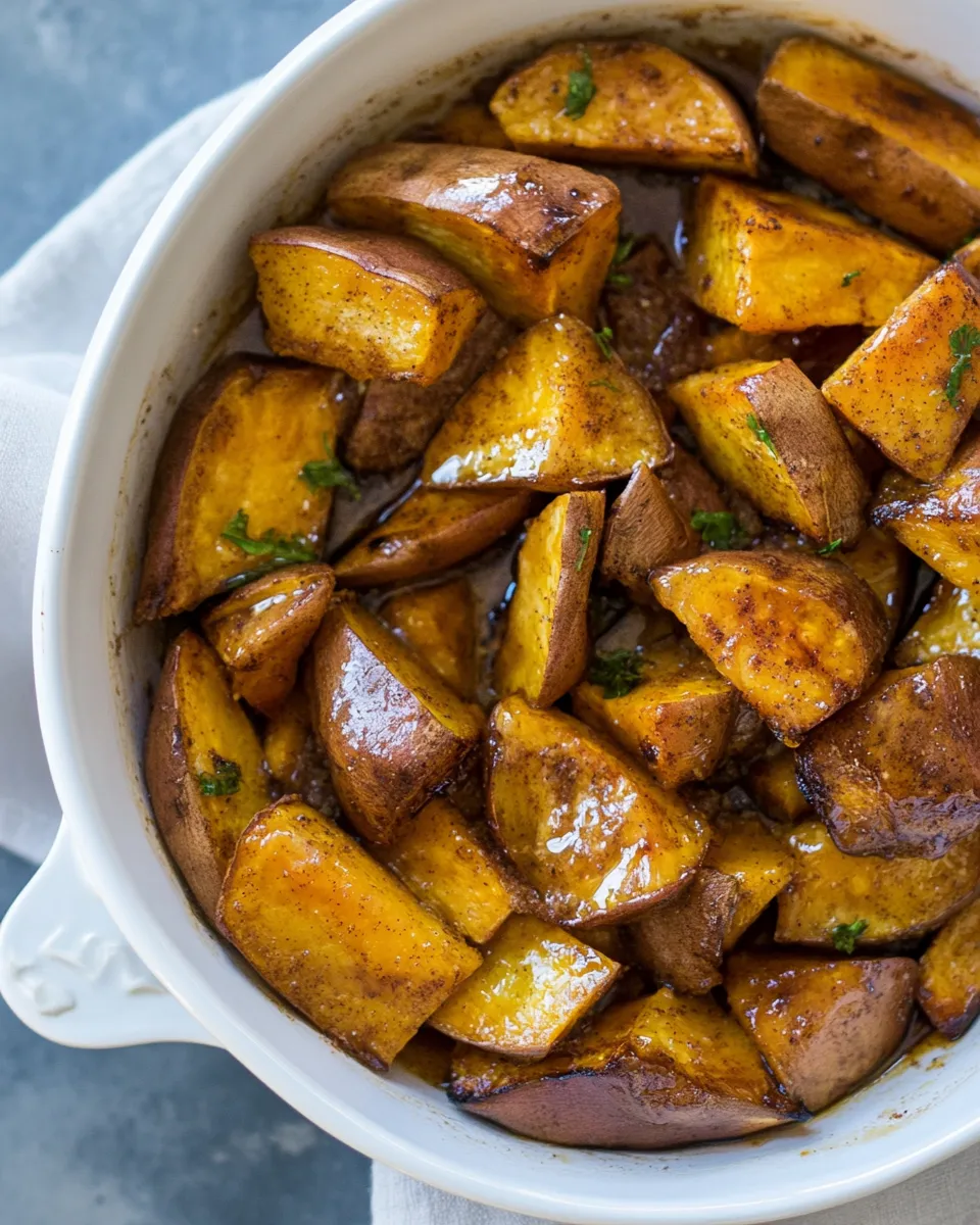 Delicious Roasted White Sweet Potatoes with Honey Cinnamon Glaze dish photo