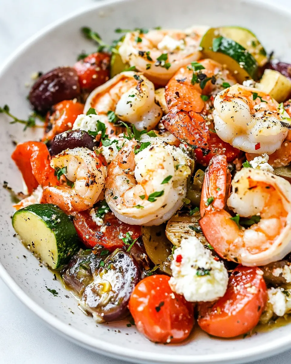 Classic Sheet Pan Mediterranean Shrimp food shot