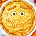Homemade Spooky Faced Halloween Apple Pie photo