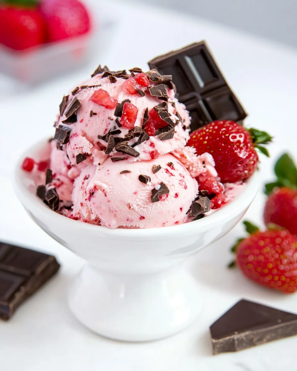 Classic Strawberry With Dark Chocolate Ice Cream image