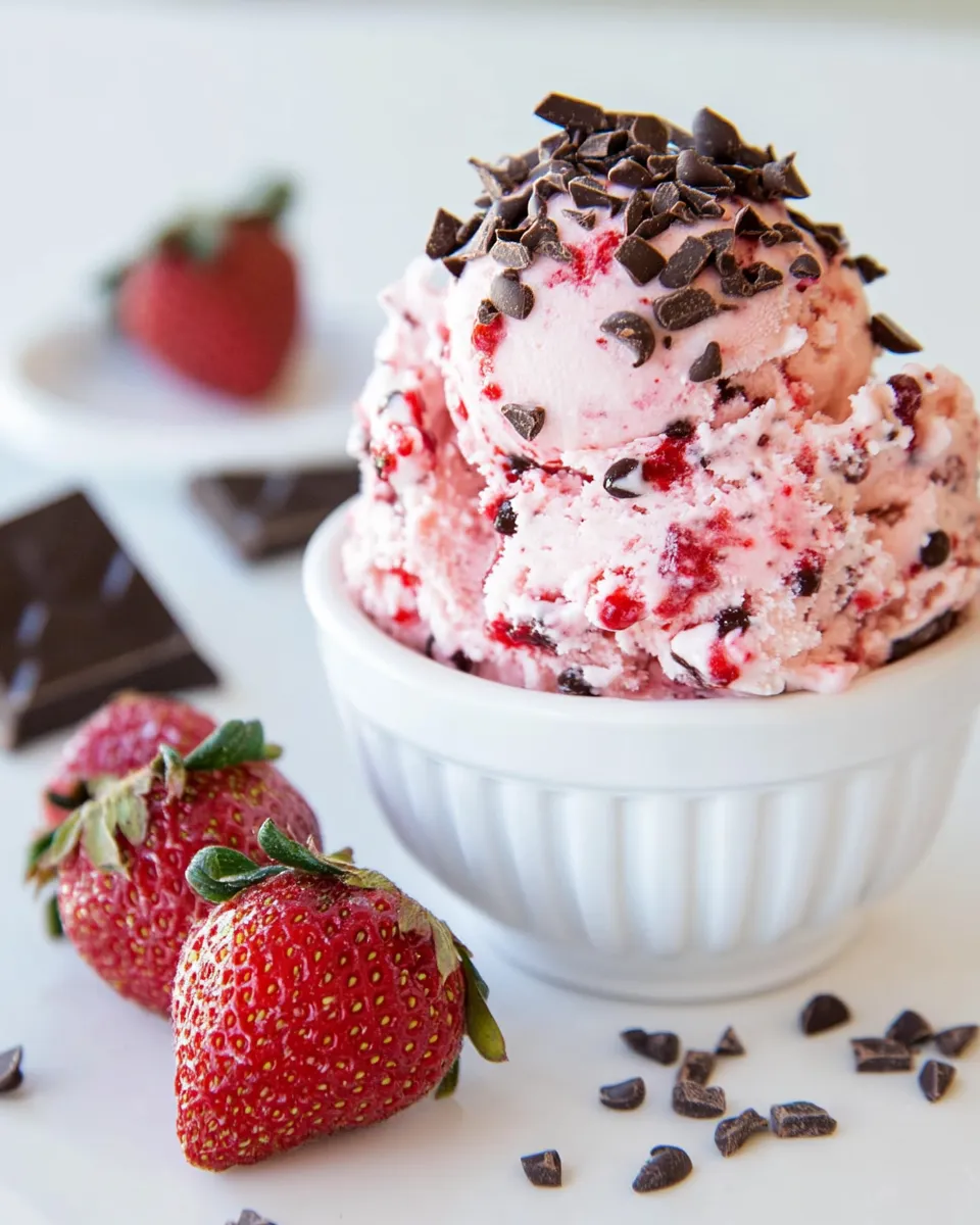 Easy Strawberry With Dark Chocolate Ice Cream shot