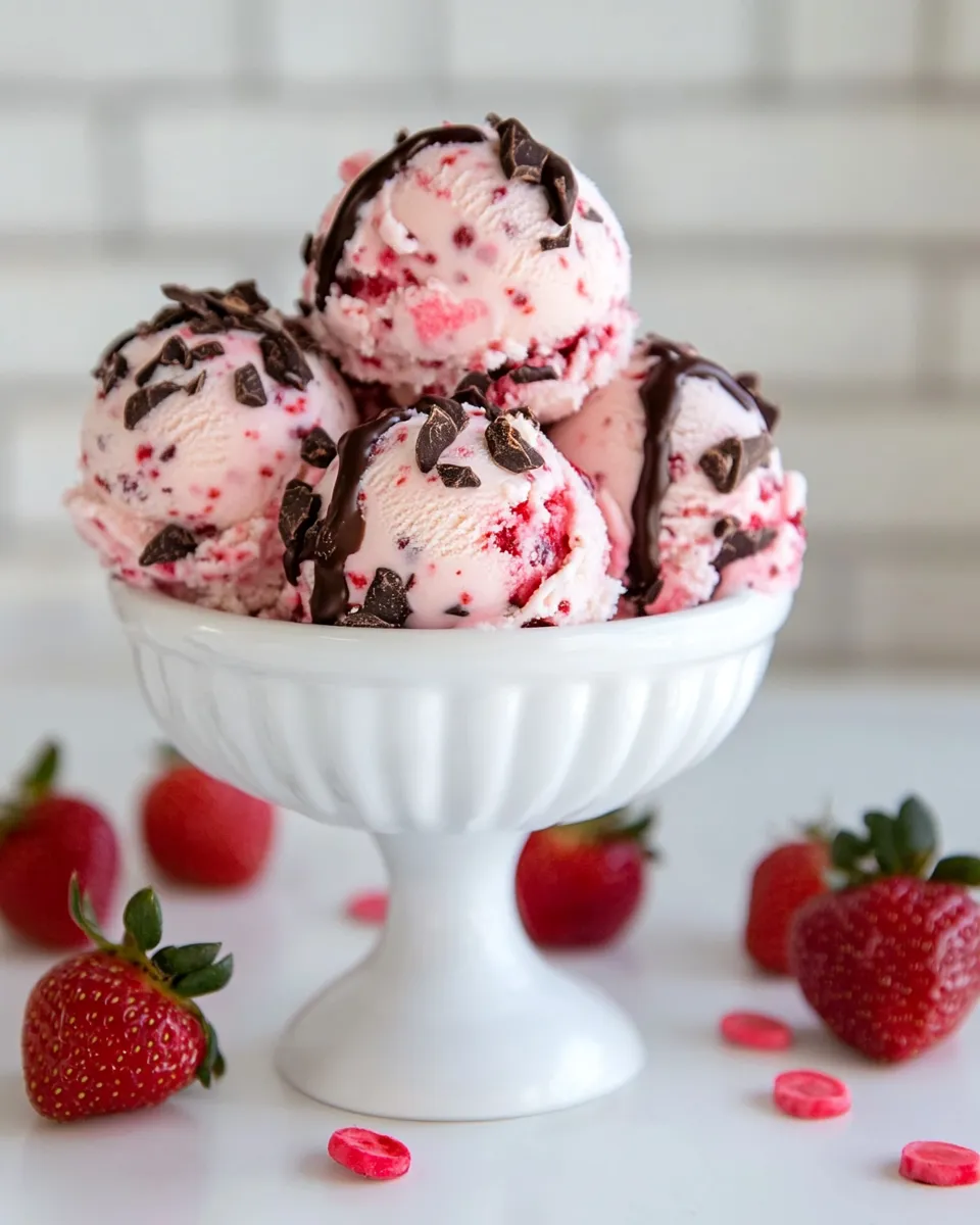 Delicious Strawberry With Dark Chocolate Ice Cream recipe photo