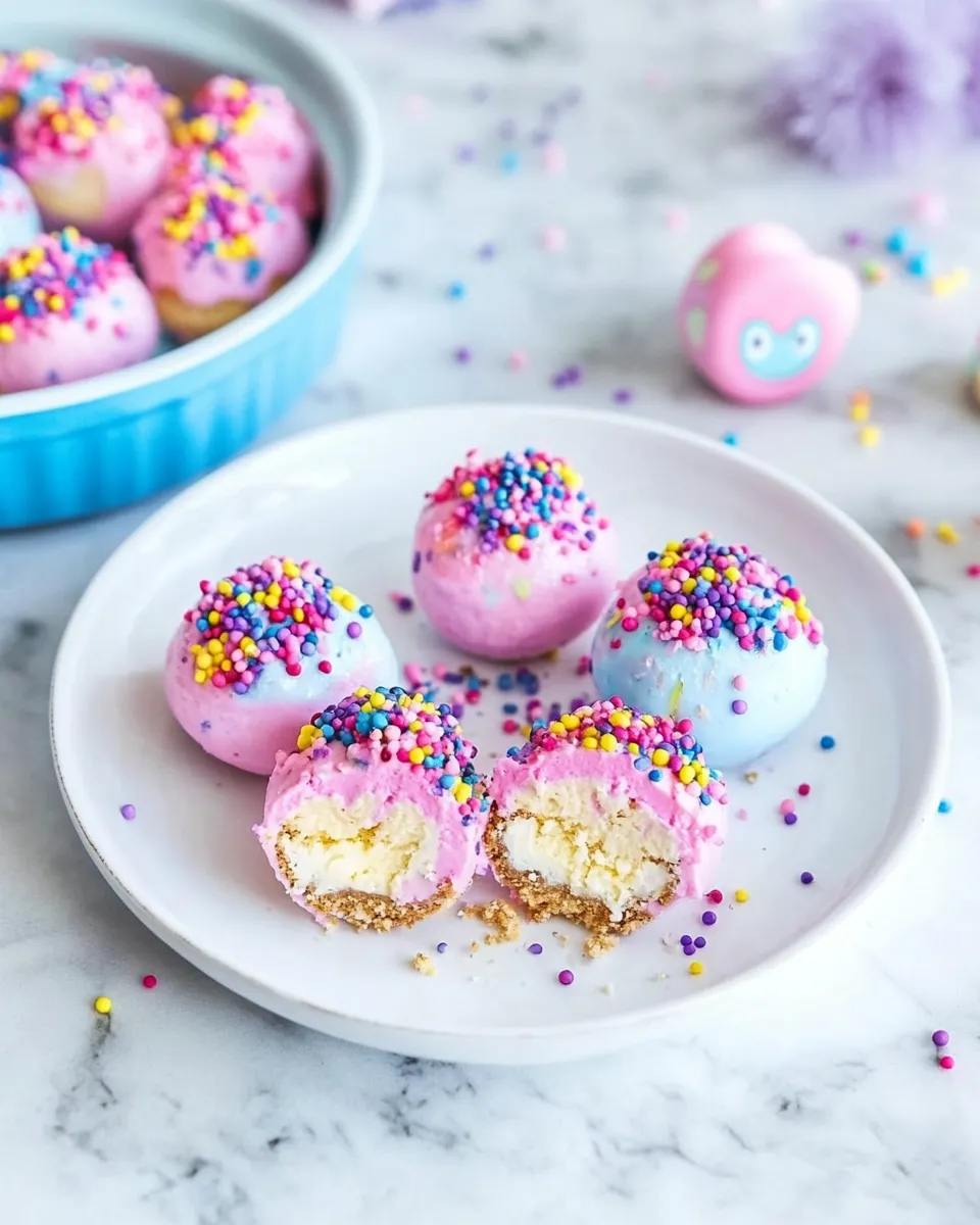 Classic Unicorn Cheesecake Bites recipe image