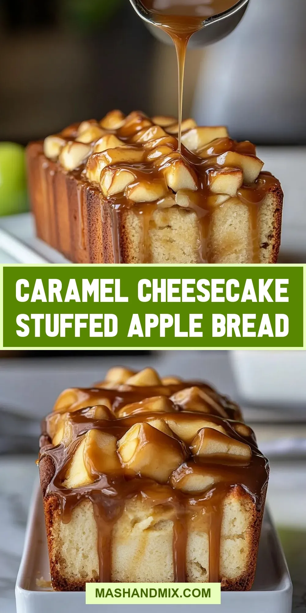Caramel Cheesecake Stuffed Apple Bread (Homemade & Delicious)
