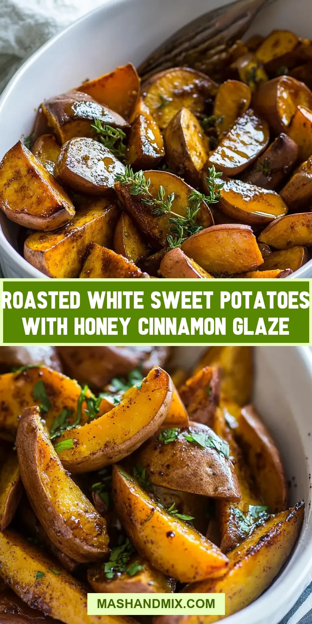 The Best Roasted White Sweet Potatoes With Honey Cinnamon Glaze Ever