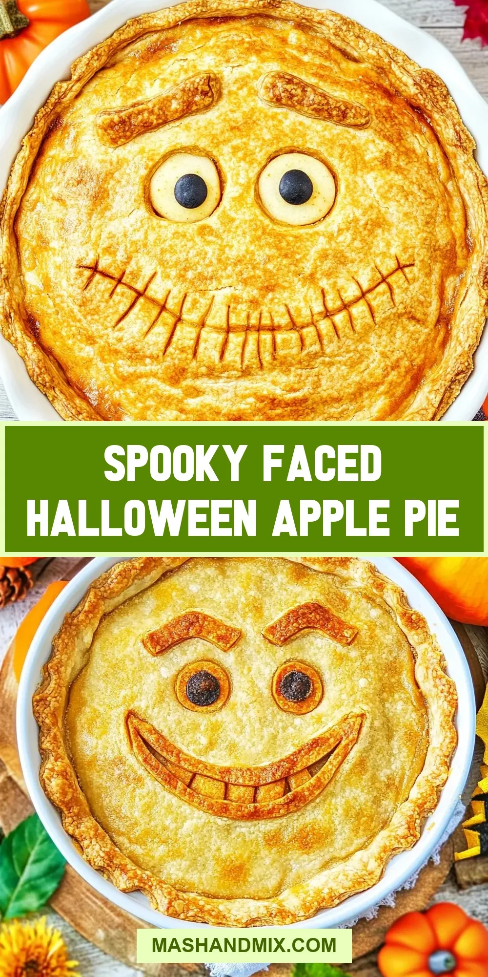 Easy Spooky Faced Halloween Apple Pie