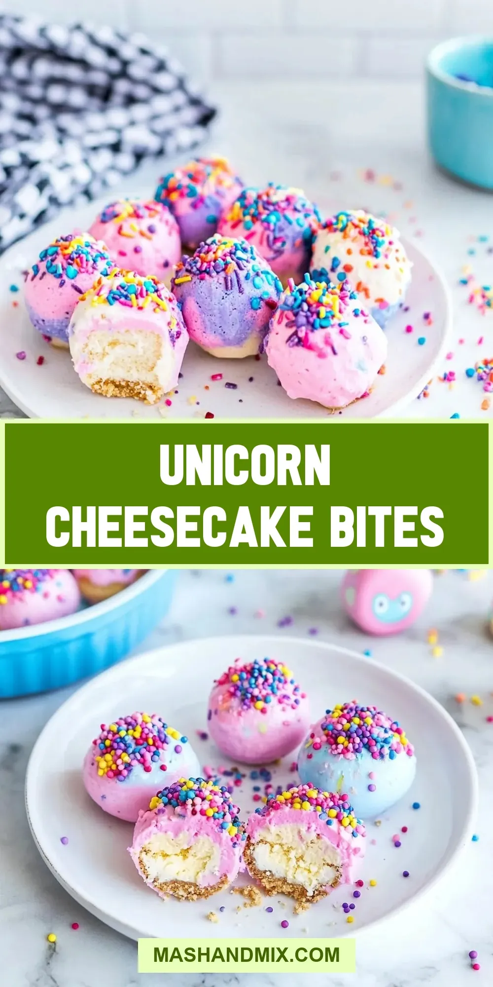 Savory Unicorn Cheesecake Bites