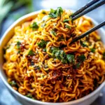 Simple 20 Minute Red Curry Basil Garlic Oil Noodles. image