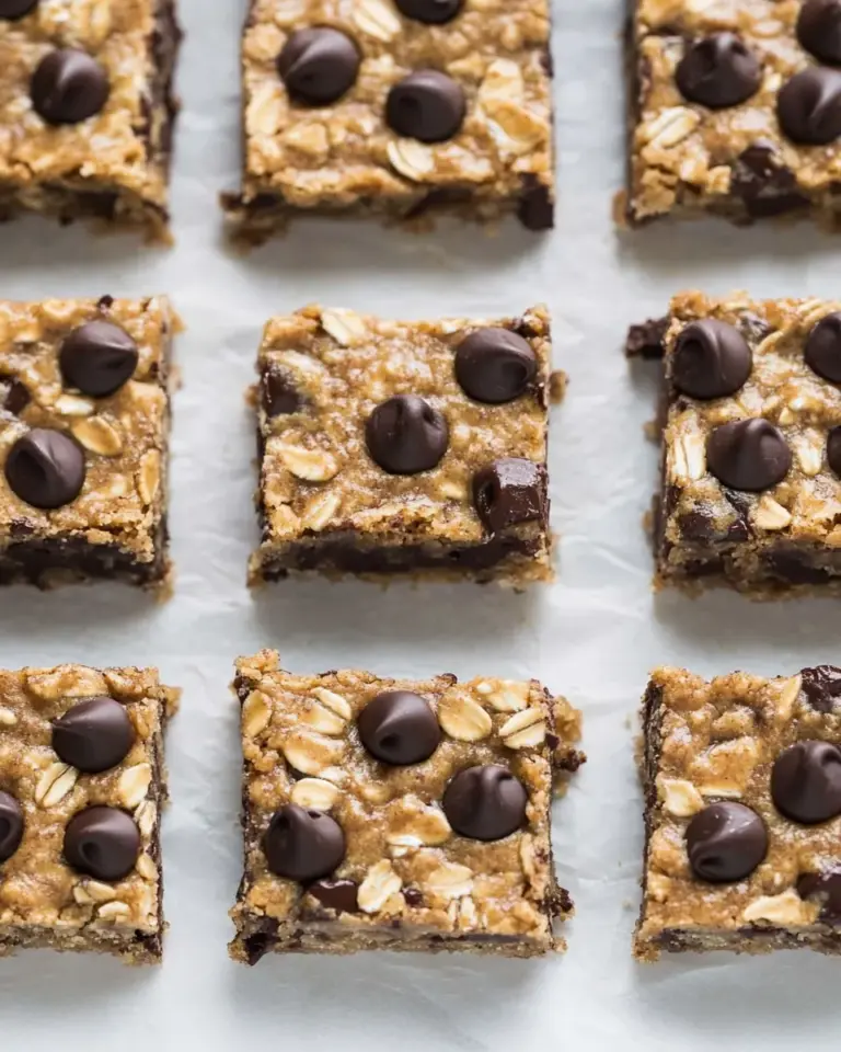Homemade 5-Ingredient Almond Butter Oatmeal Chocolate Chip Cookie Bars recipe image