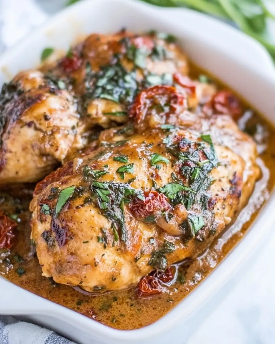 Delicious Baked Creamy Sun-Dried Tomato Chicken shot