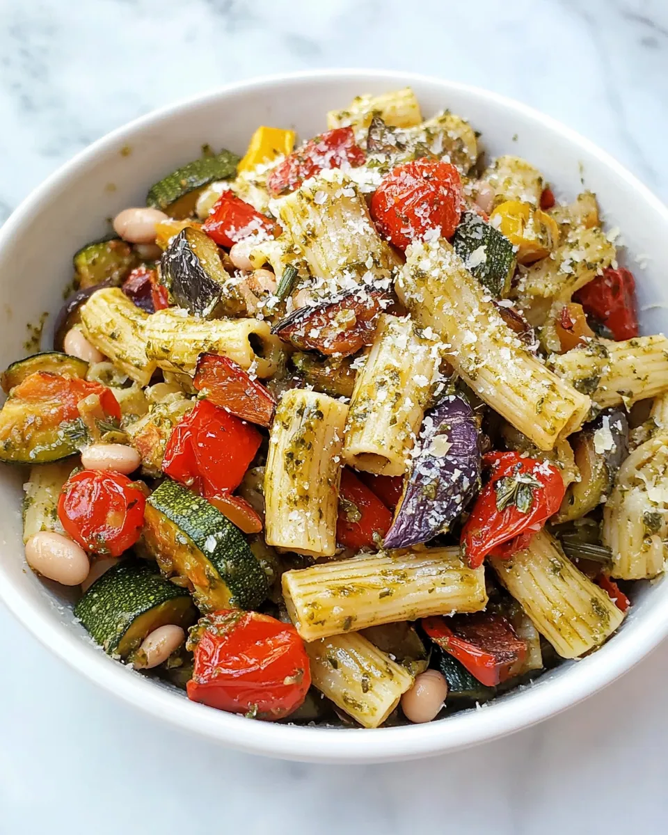 Homemade Balsamic Roasted Veggie and White Bean Pasta photo