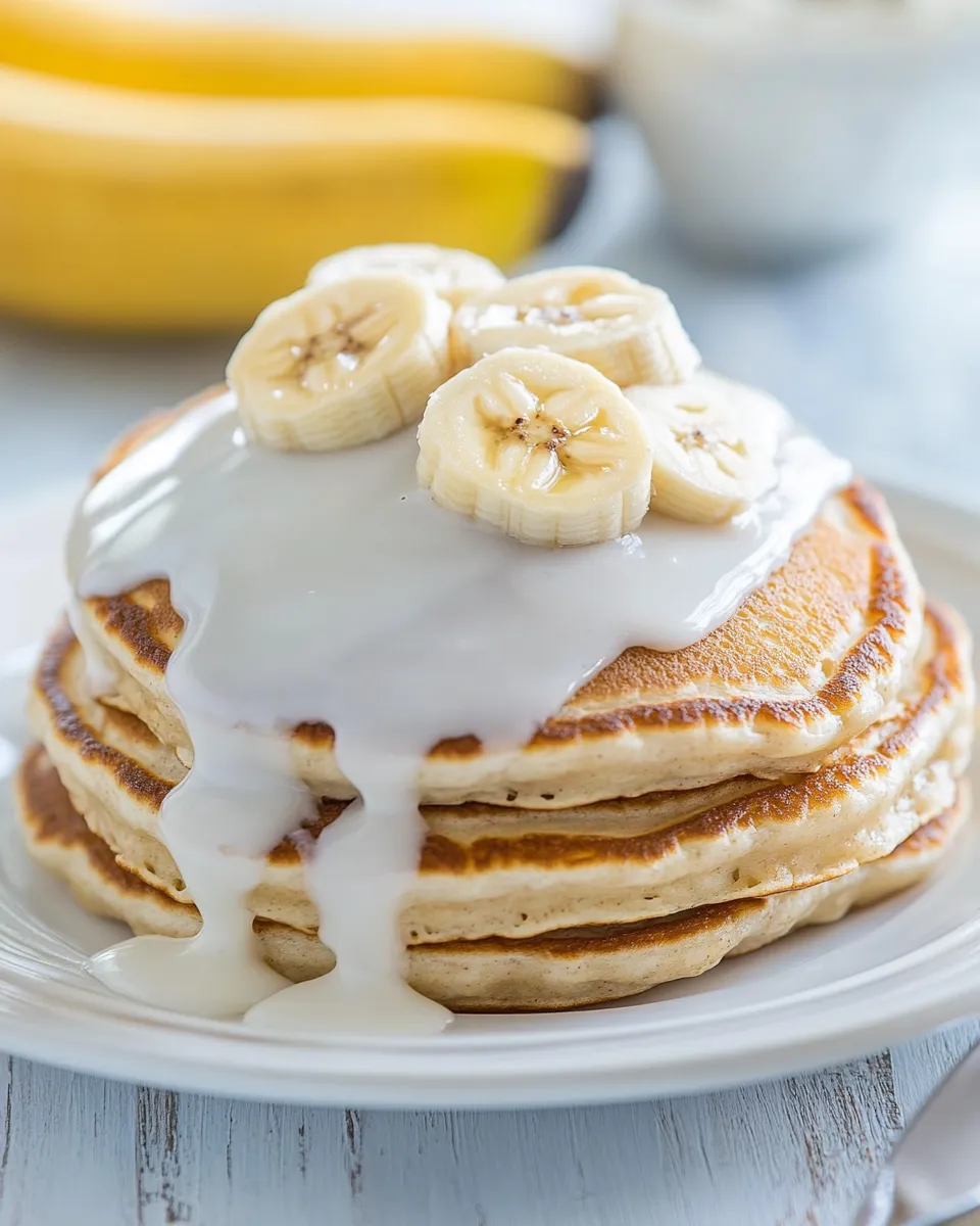 Classic Banana Bread Pancakes with Cream Cheese Glaze image
