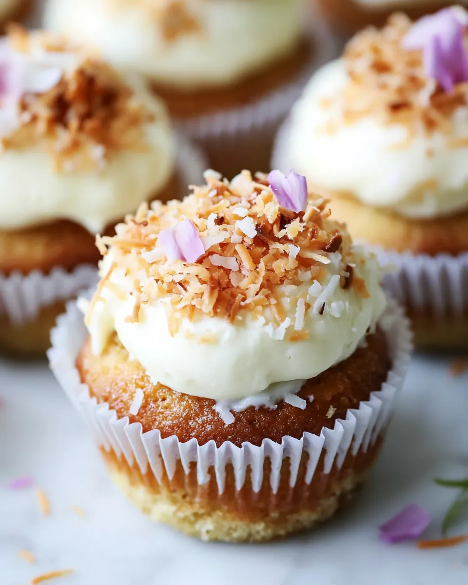 Classic Banana Carrot Cupcakes with Coconut Cream Cheese Frosting. image