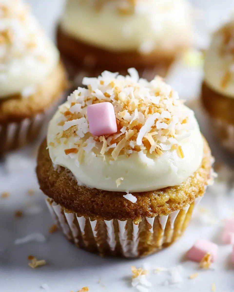 Delicious Banana Carrot Cupcakes with Coconut Cream Cheese Frosting. shot