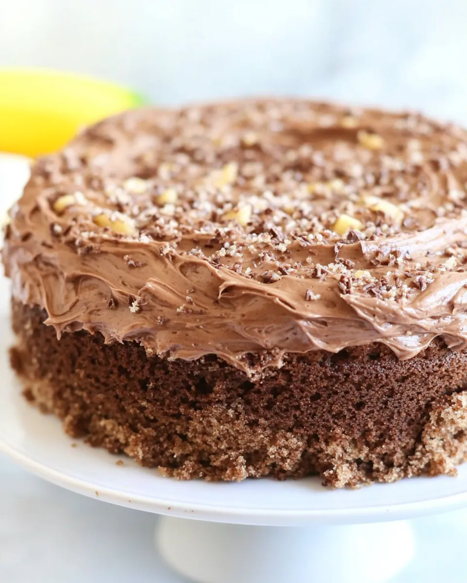 Homemade Banana Nutella Swirl Cake with Nutella Frosting photo