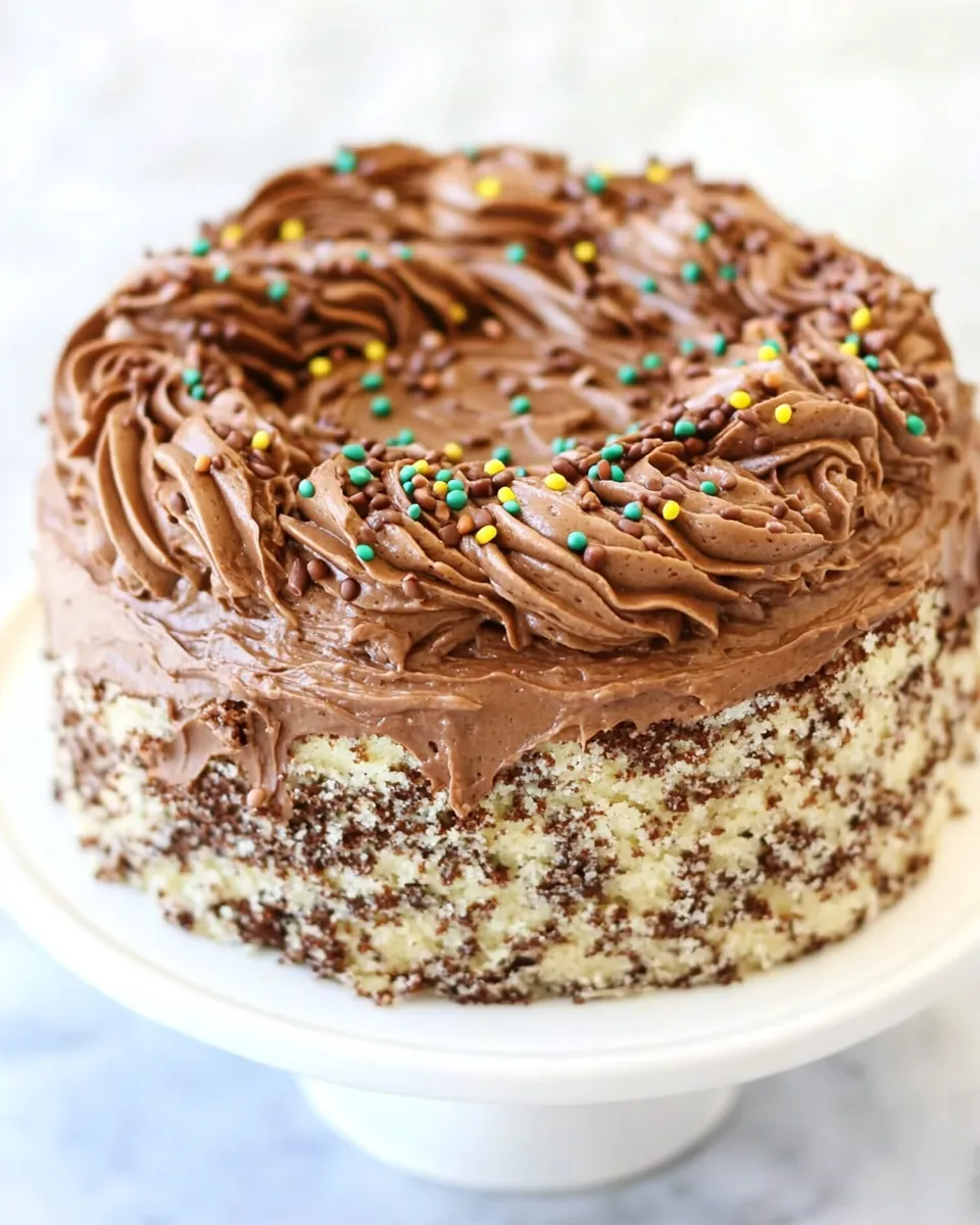 Delicious Banana Nutella Swirl Cake with Nutella Frosting shot