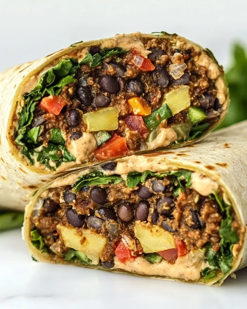 Classic Black Bean Burger Wrap with Chipotle Aioli image