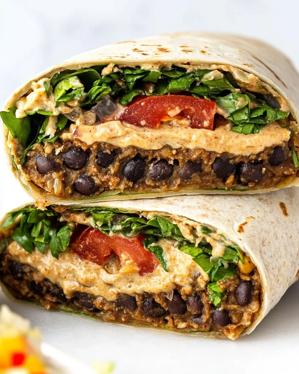 Delicious Black Bean Burger Wrap with Chipotle Aioli shot