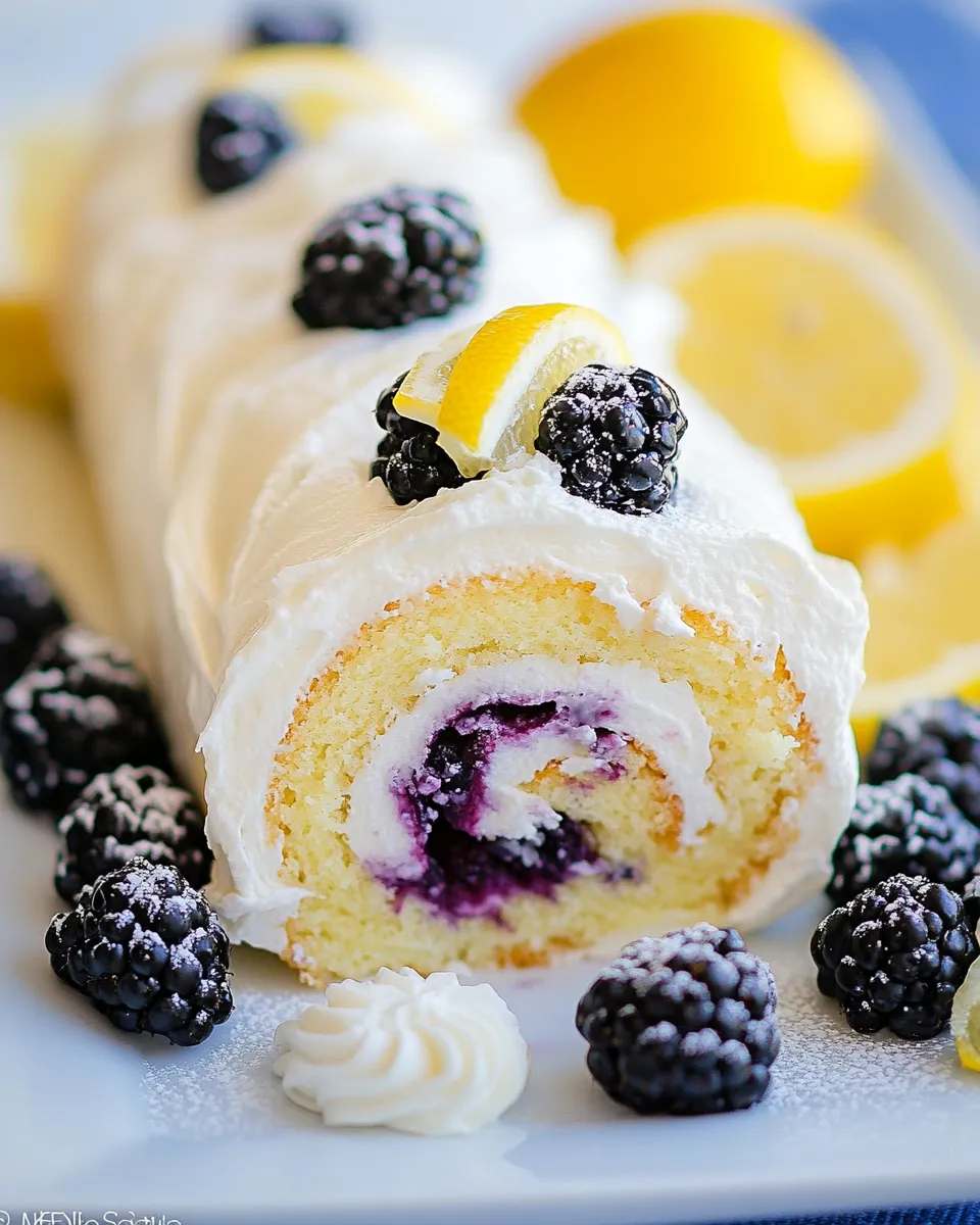 Homemade Blackberry Lemon Cake Roll recipe photo