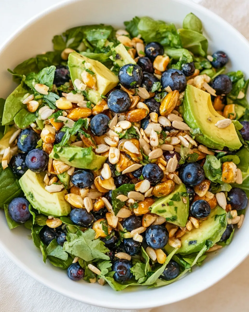 Delicious Blueberry Avocado Sunflower Seed Chopped Salad shot