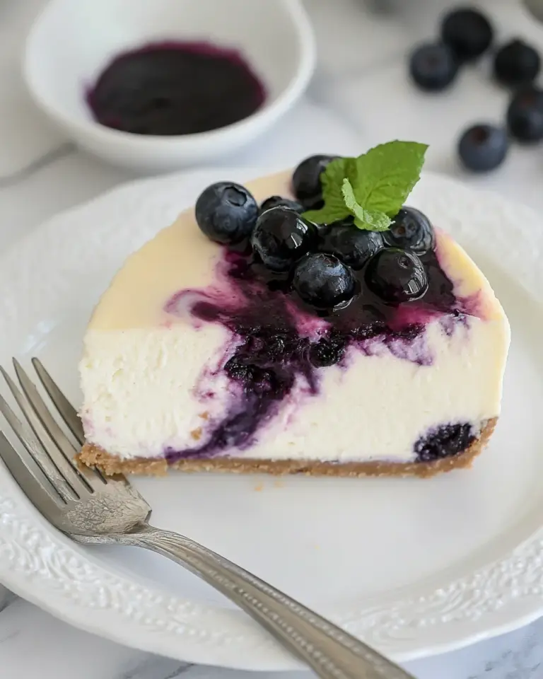 Homemade Blueberry Swirl Cheesecake photo