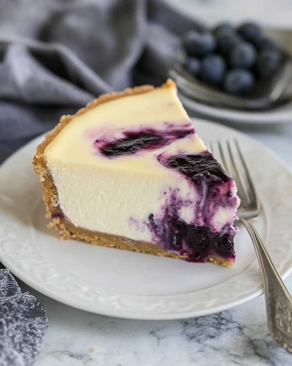Classic Blueberry Swirl Cheesecake image