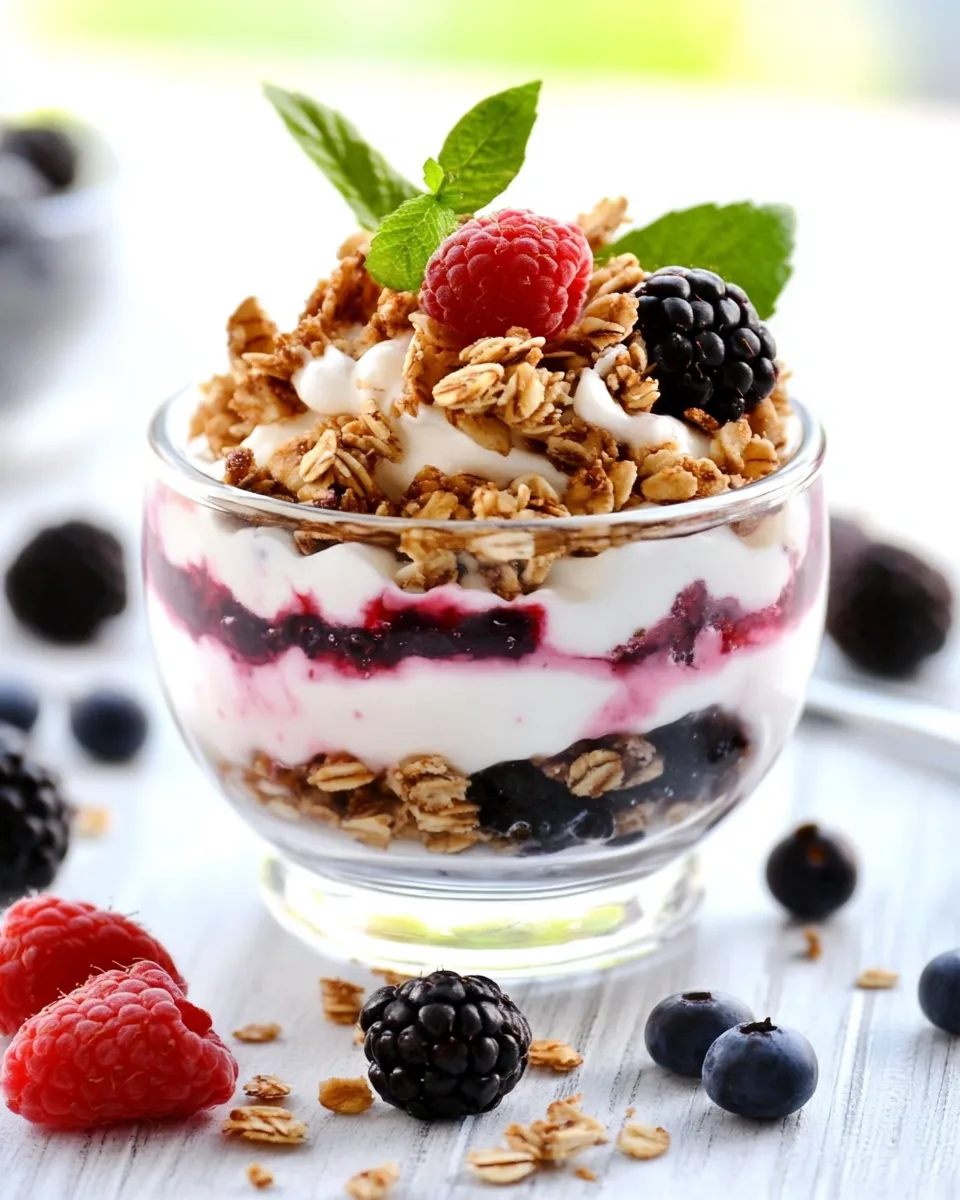 Delicious Breakfast Berry and Yogurt Crunch shot