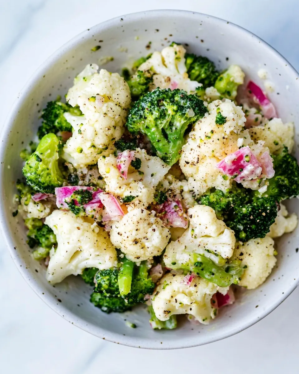 Delicious Broccoli Cauliflower Salad shot