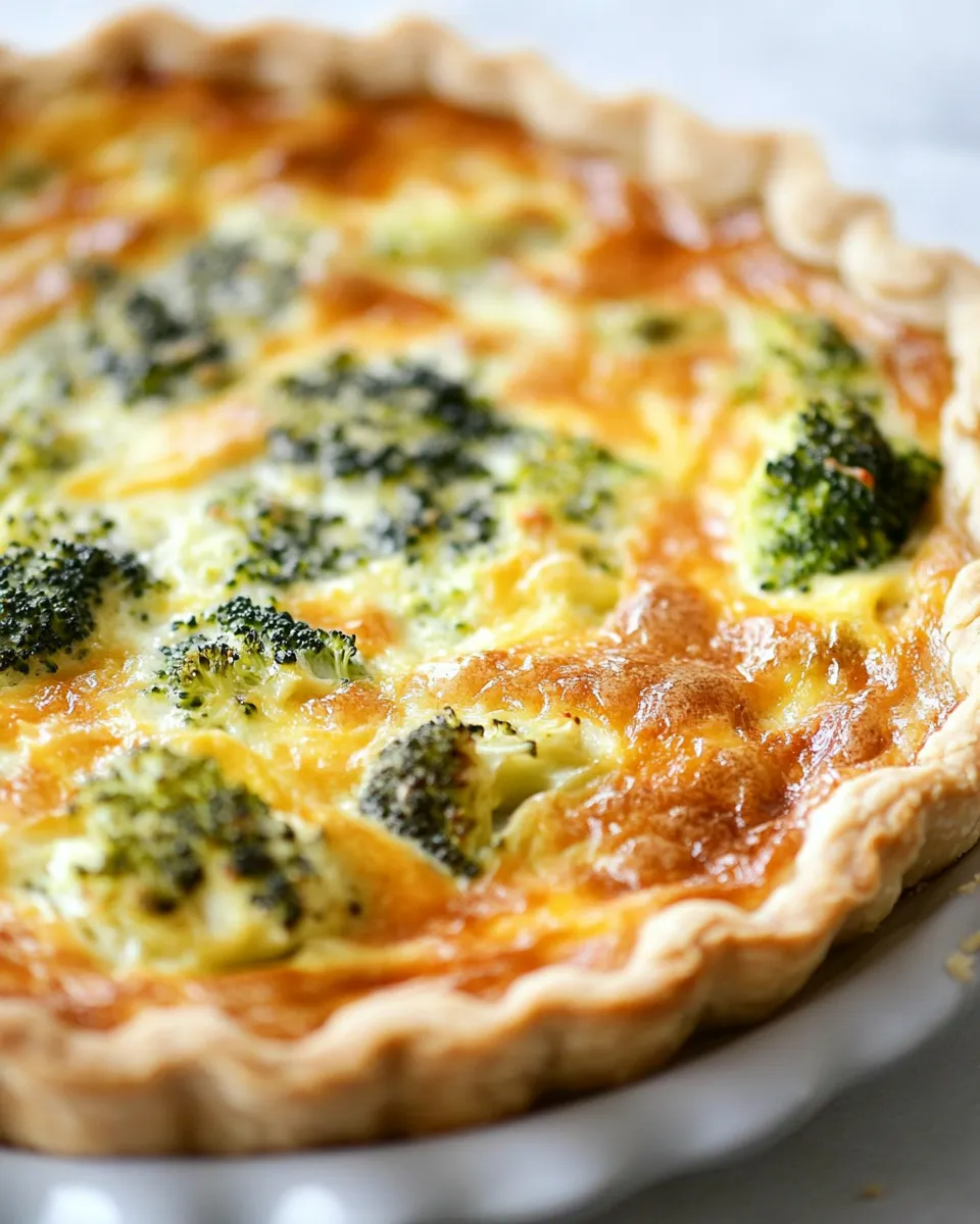 Delicious Broccoli and Cheddar Quiche shot