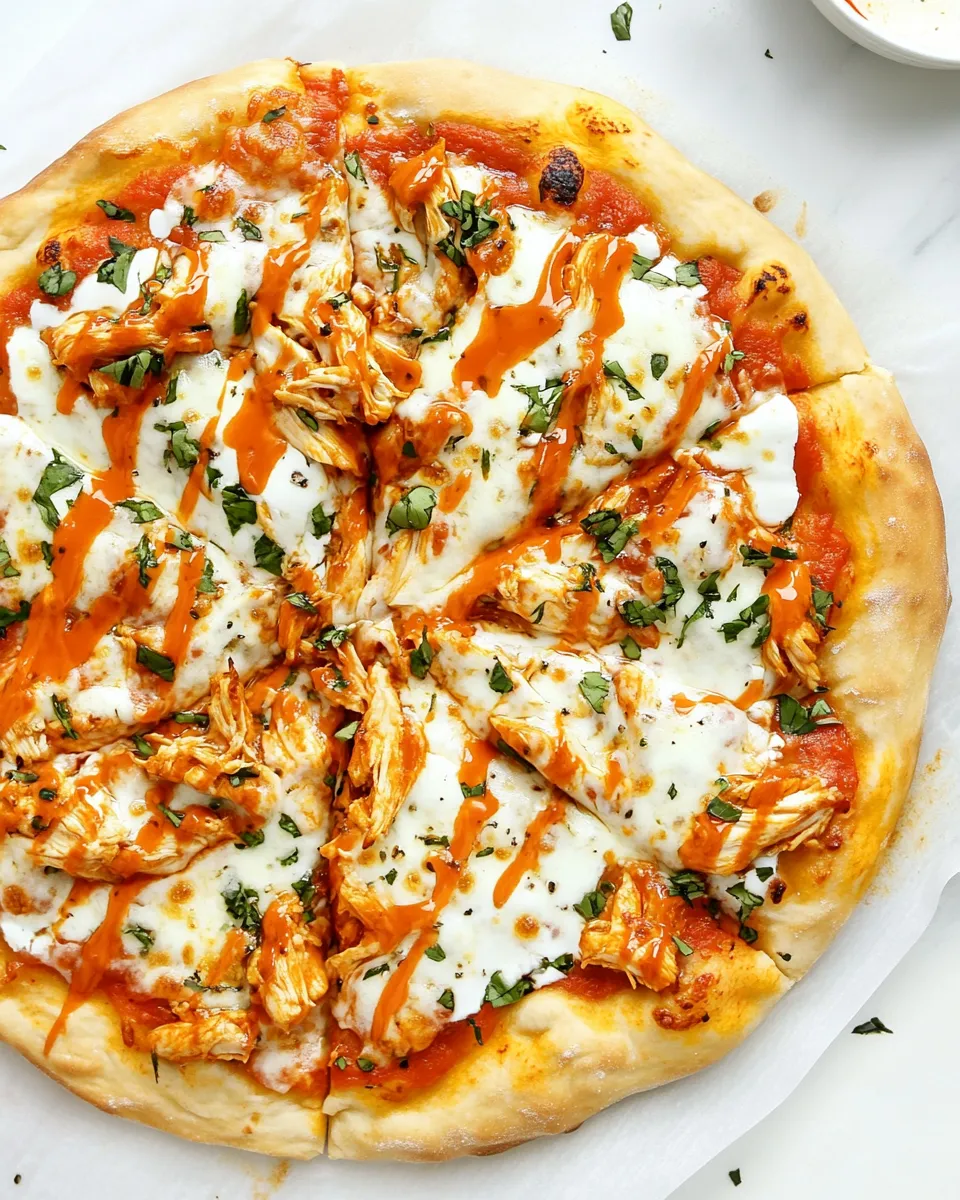 Delicious Buffalo Chicken Pizza shot