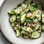 Delicious Bulgur Cucumber Salad with Basil and Chili Oil photo