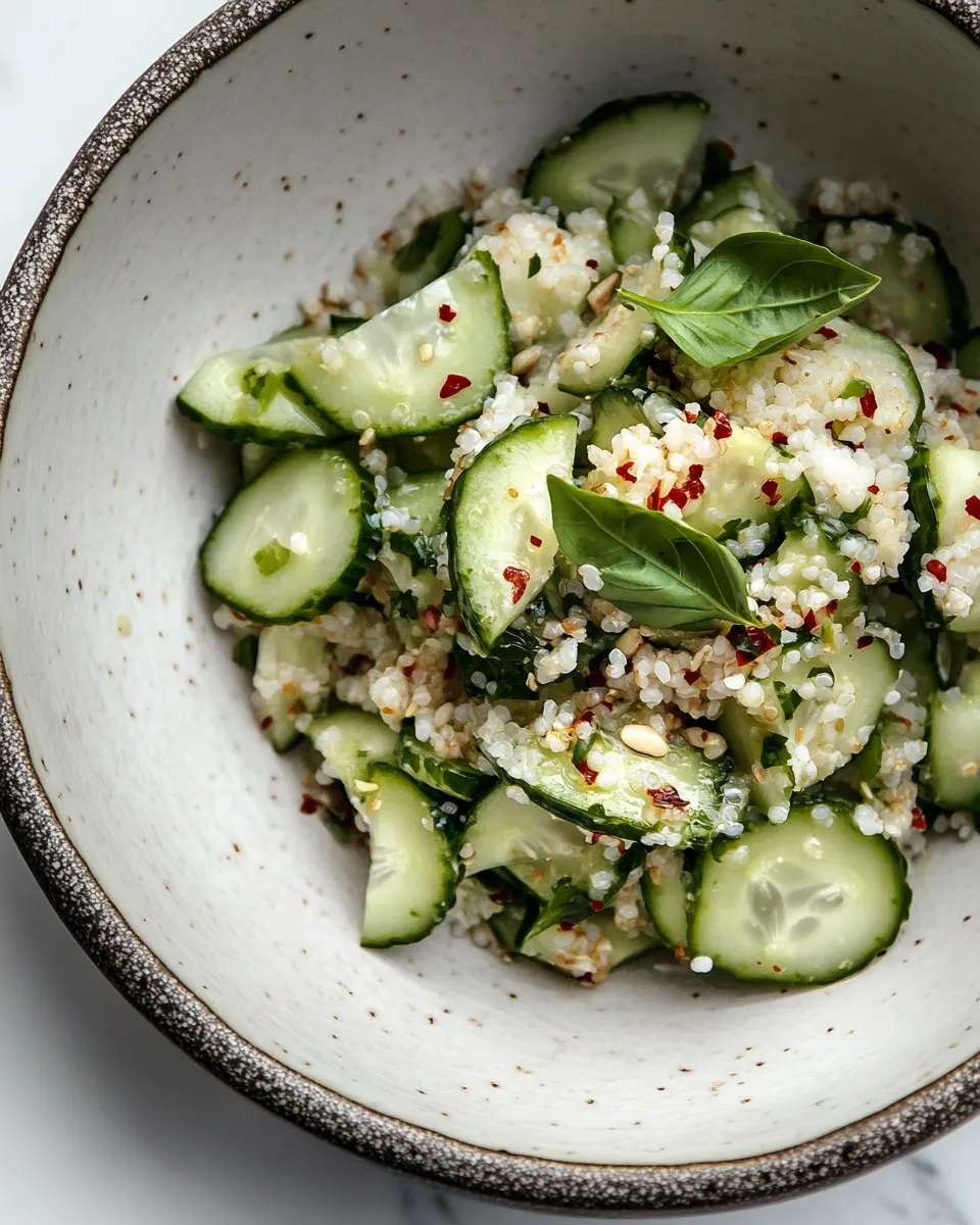 Delicious Bulgur Cucumber Salad with Basil and Chili Oil photo