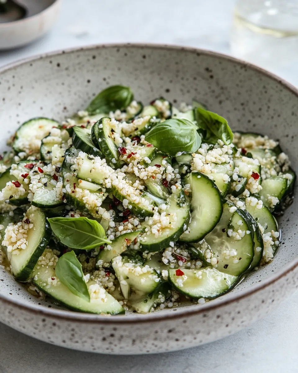 Fresh Bulgur Cucumber Salad with Basil and Chili Oil image