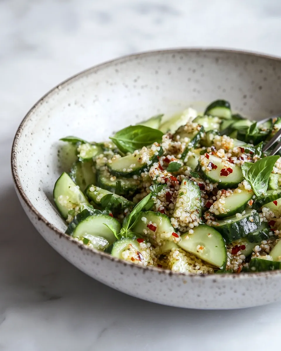 Healthy Bulgur Cucumber Salad with Basil and Chili Oil picture