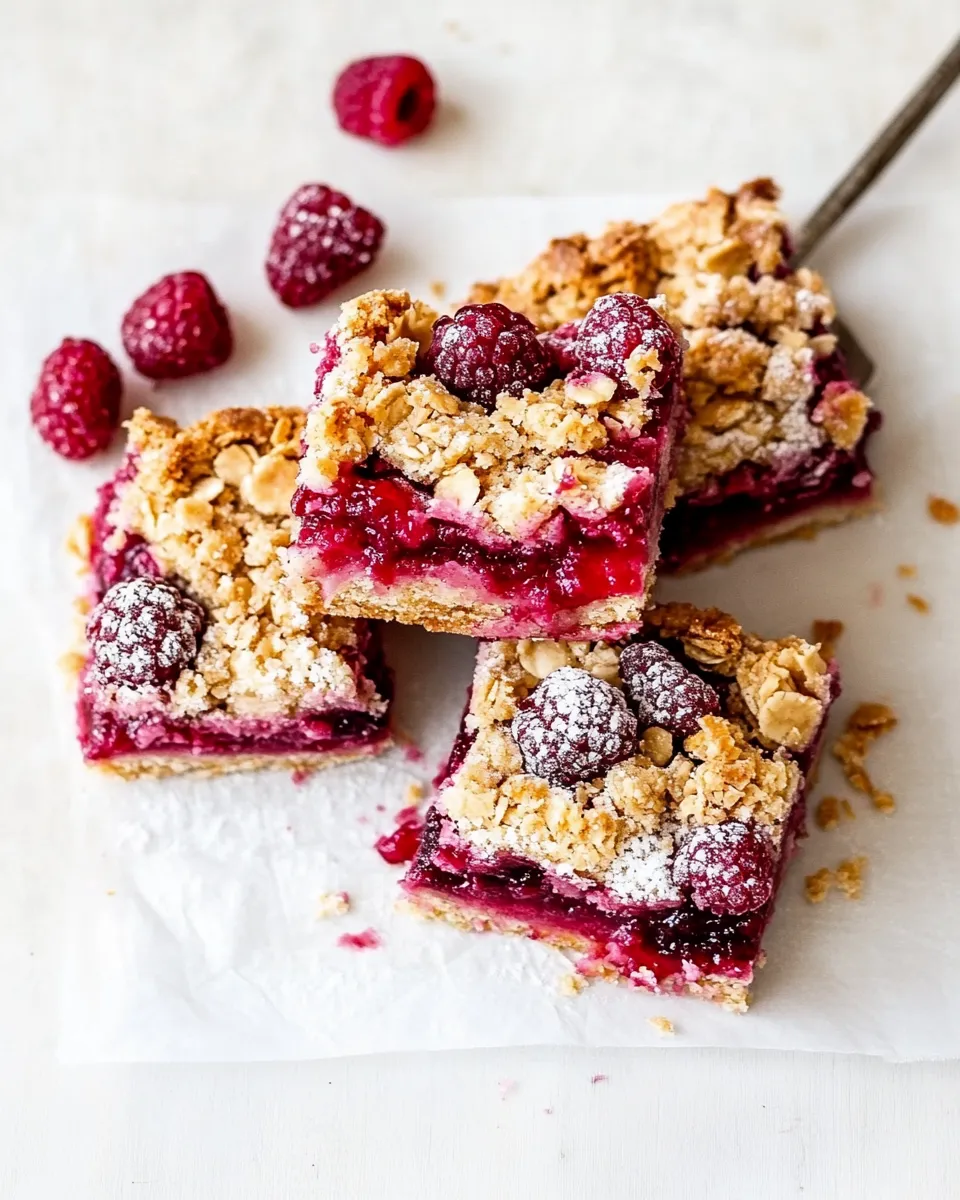 Tasty Buttery Raspberry Crumble Bars. recipe image