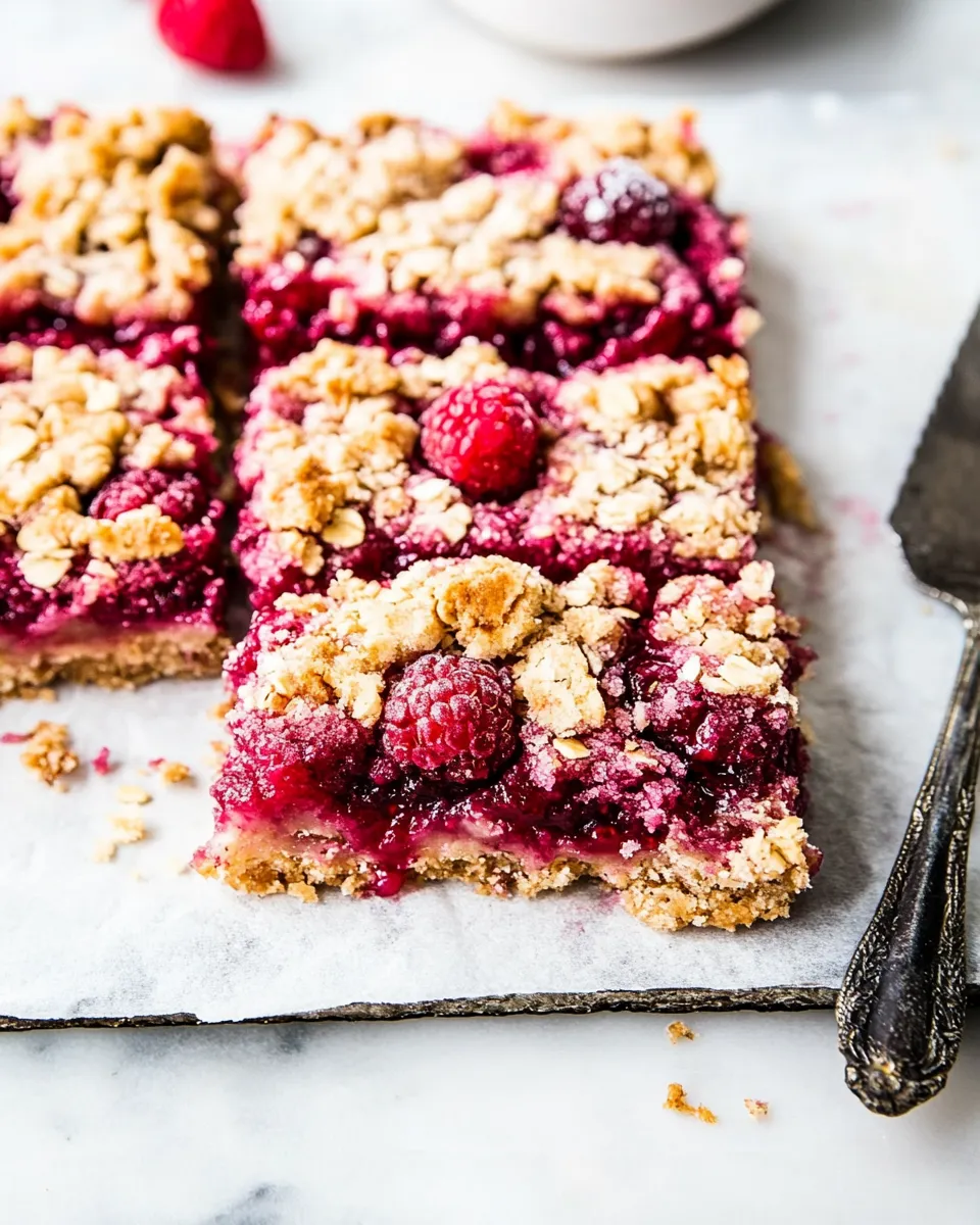Perfect Buttery Raspberry Crumble Bars. dish image