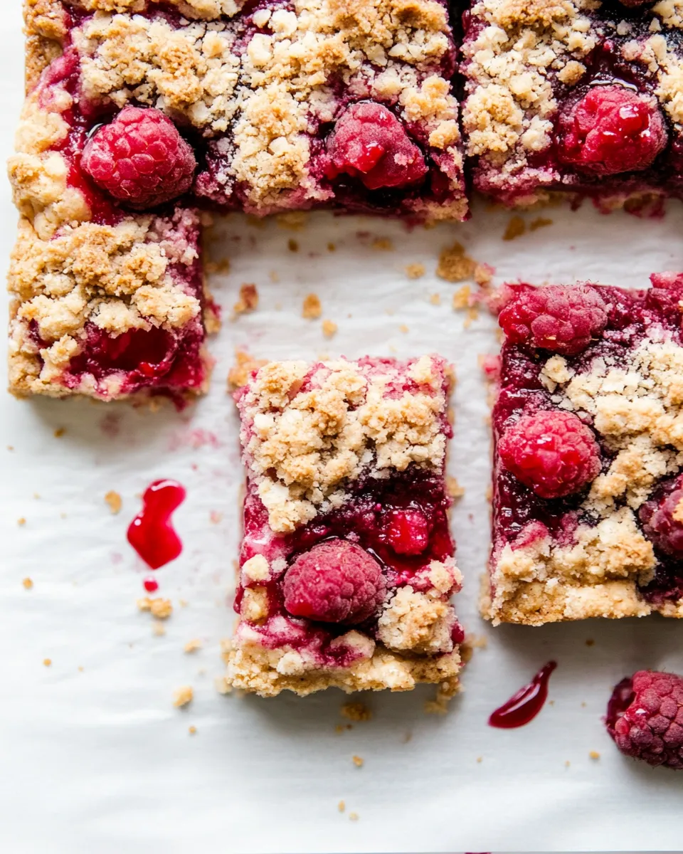 Perfect Buttery Raspberry Crumble Bars. recipe image